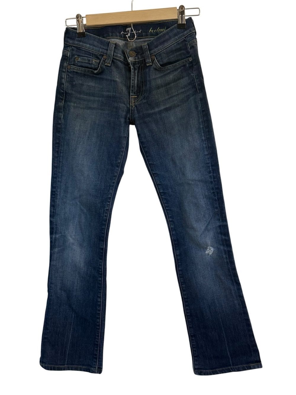 7 For All Mankind Bootcut Jeans Womens 24 Blue Denim Cotton Blend Low Rise Zip